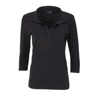 Women's Black V-Neck Polo Shirt Size S - Short Sleeves