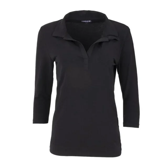 Women's Black V-Neck Polo Shirt Size S - Short Sleeves