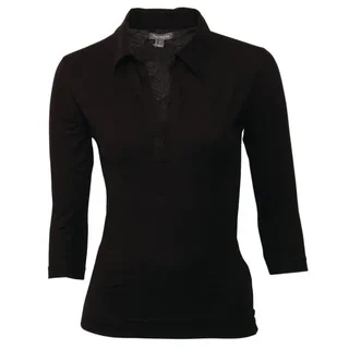 Women's Black V-Neck Polo Shirt Size S - Short Sleeves