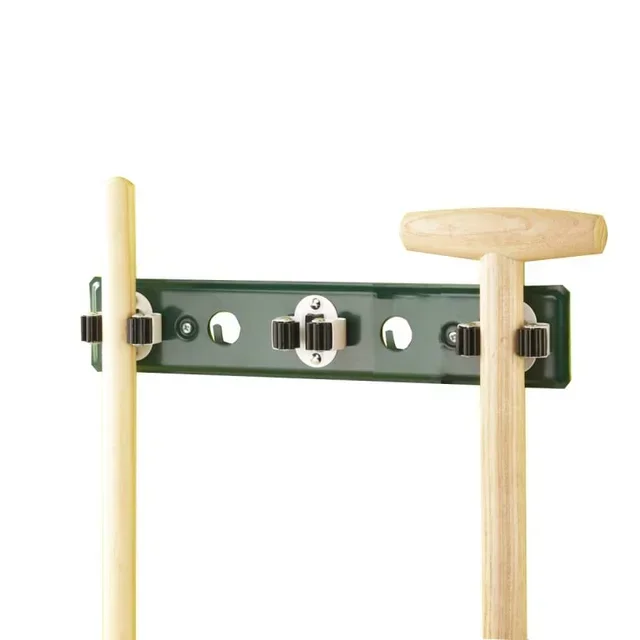 Wall-Mounted Mop Holder - 3 Adhesive Holders and 2 Storage Hooks