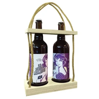 Portabotellas colgante con cordel - Capacidad 2 botellas - Tamaño 22 x 11 cm