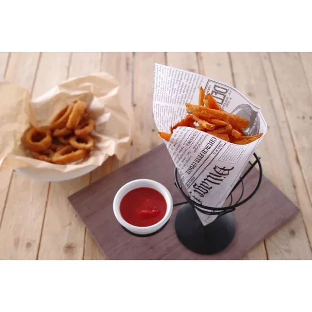 French Fry Cone Holder with Sauce Compartment