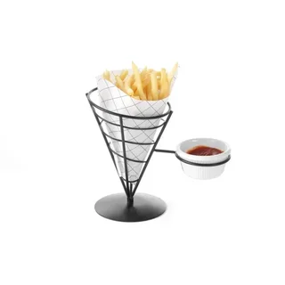 French Fry Cone Holder with Sauce Compartment