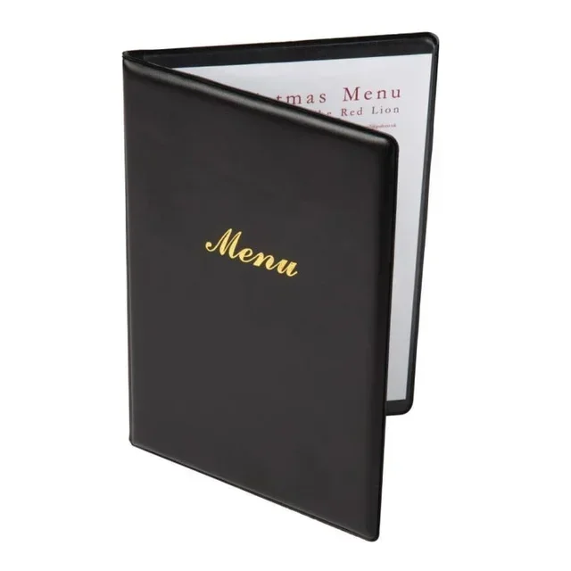 A5 Black PVC Menu Cover Portrait Format