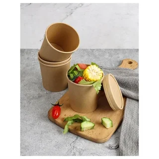 Pack of 300 Kraft Soup Pots 480ml - Disposable Eco-Friendly Containers