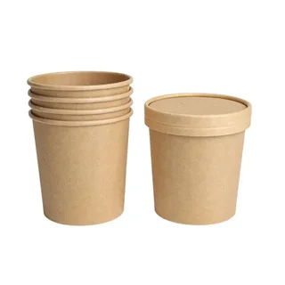 Pack of 300 Kraft Soup Pots 480ml - Disposable Eco-Friendly Containers