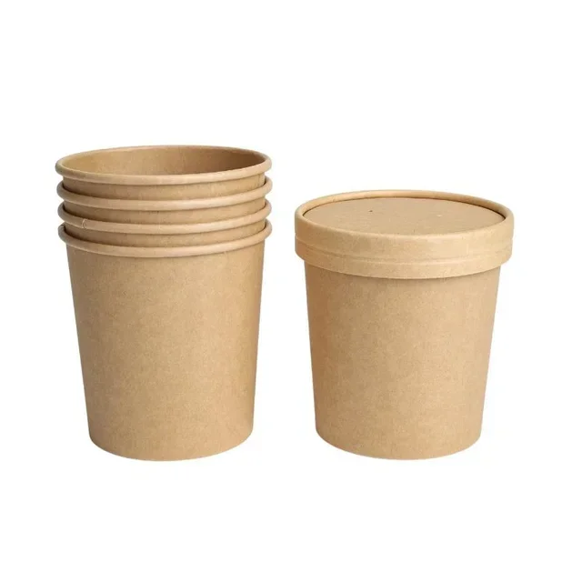 Pack of 300 Kraft Soup Pots 480ml - Disposable Eco-Friendly Containers