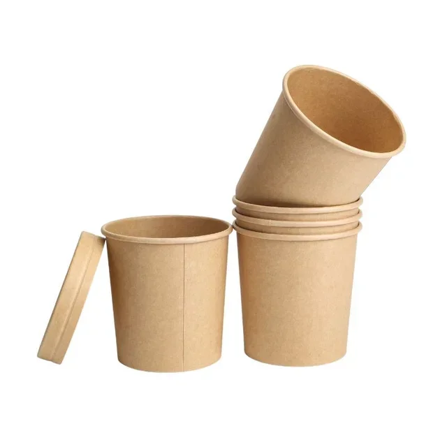 Pack of 300 Kraft Soup Pots 480ml - Disposable Eco-Friendly Containers