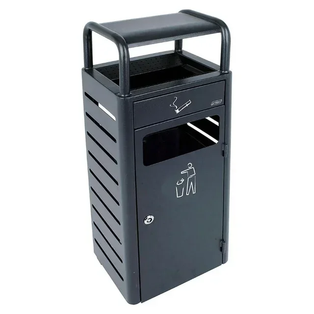 Asche- und Abfalleimer 20 Liter Anthrazitgrau - Behälter mit Deckel Aschenbecher