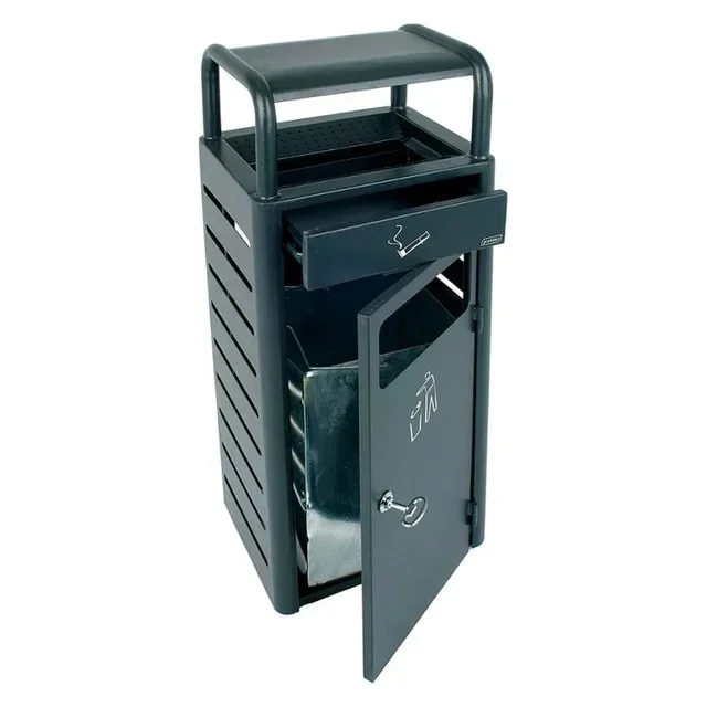 Asche- und Abfalleimer 20 Liter Anthrazitgrau - Behälter mit Deckel Aschenbecher