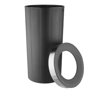 Black Round Waste Bin 60L Polypropylene Open Lid