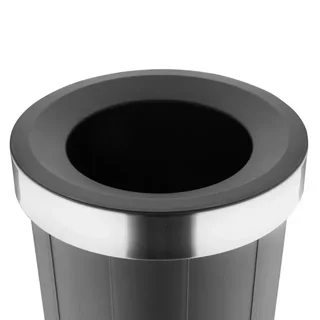Black Round Waste Bin 60L Polypropylene Open Lid
