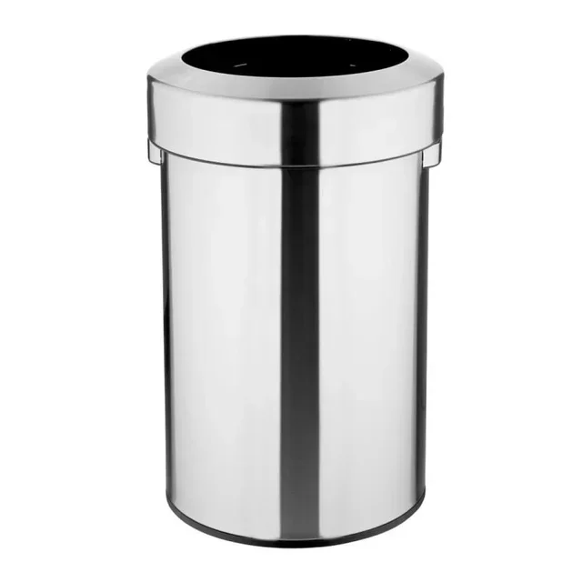 Brushed Metal Trash Can 70L with Open Lid
