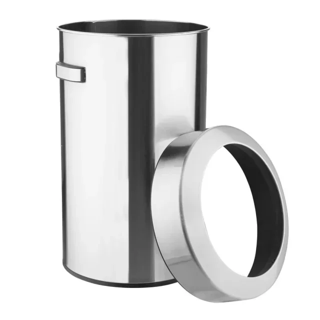 Brushed Metal Trash Can 70L with Open Lid