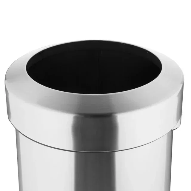 Brushed Metal Trash Can 70L with Open Lid