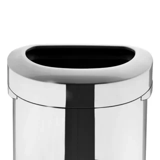 Papelera Decorativa de Acero Cepillado Forma Redonda 86 Litros - Tapa Abierta