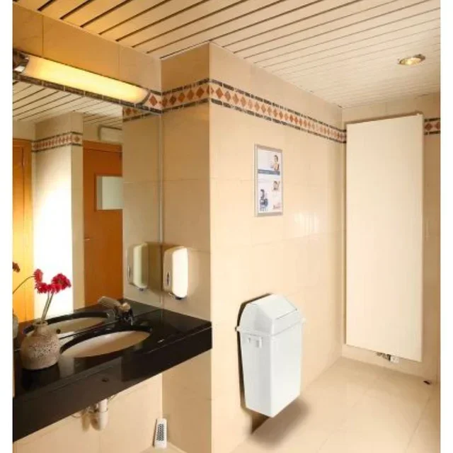 Wandmontierte Mülleimer 60 Liter - Weiß - Wandbefestigter Abfallsammler