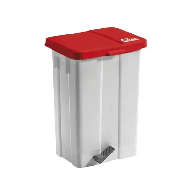 50L Pedal Bin with Red Lid