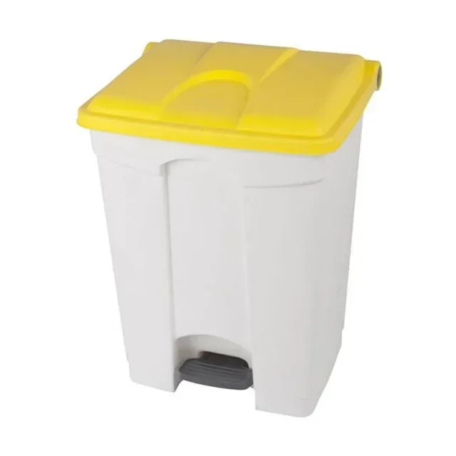 Poubelle Pédale 70L Blanc Jaune - Tri Sélectif Cuisine