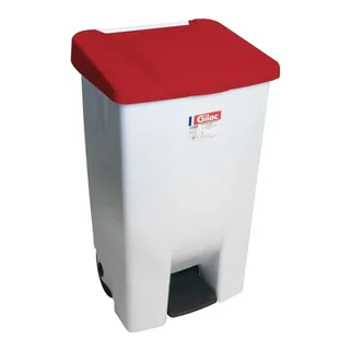 Step-On Pedal Bin 80 Litres Red with Wheels - Automatic Lid