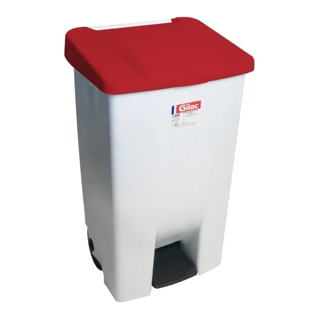 Step-On Pedal Bin 80 Litres Red with Wheels - Automatic Lid