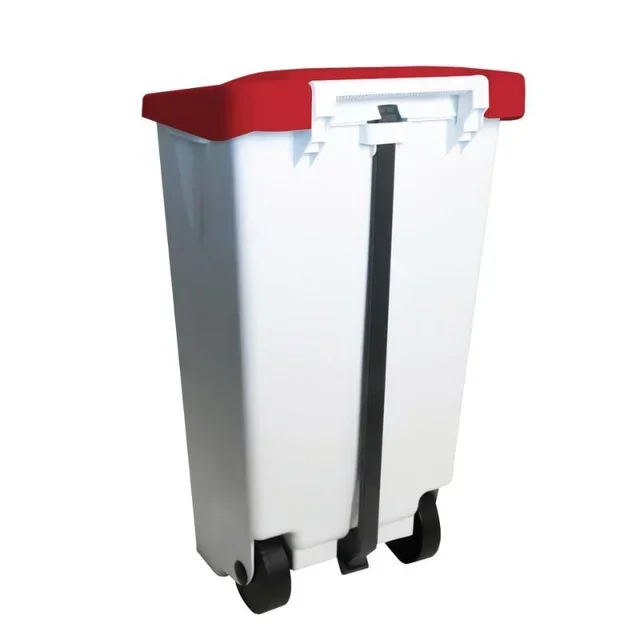Step-On Pedal Bin 80 Litres Red with Wheels - Automatic Lid