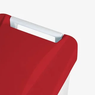 Step-On Pedal Bin 80 Litres Red with Wheels - Automatic Lid