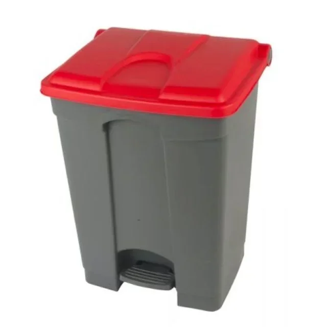 Poubelle Pédale Bicolore Gris/Rouge 70 Litres