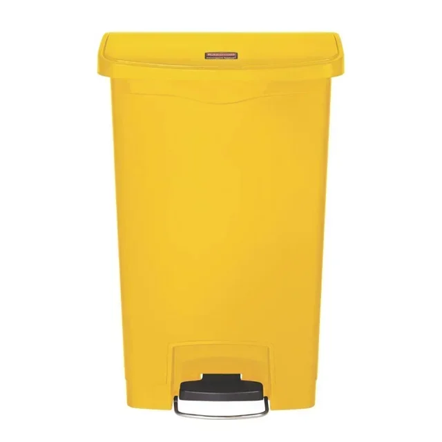 Front Step-On Trash Can Wide Yellow 50 L