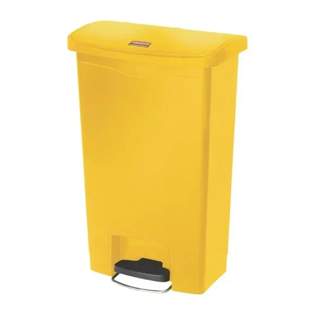 Front Step-On Trash Can Wide Yellow 50 L