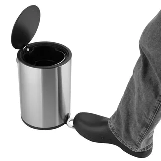 Papelera Redonda con Pedal 6L - Acero Inoxidable Cepillado