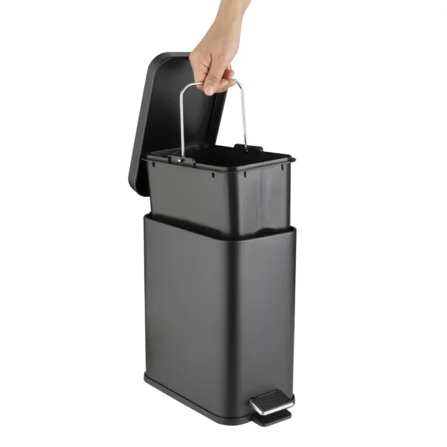 Poubelle Salle de Bain Étroite Noire 5 Litres - Design Compact