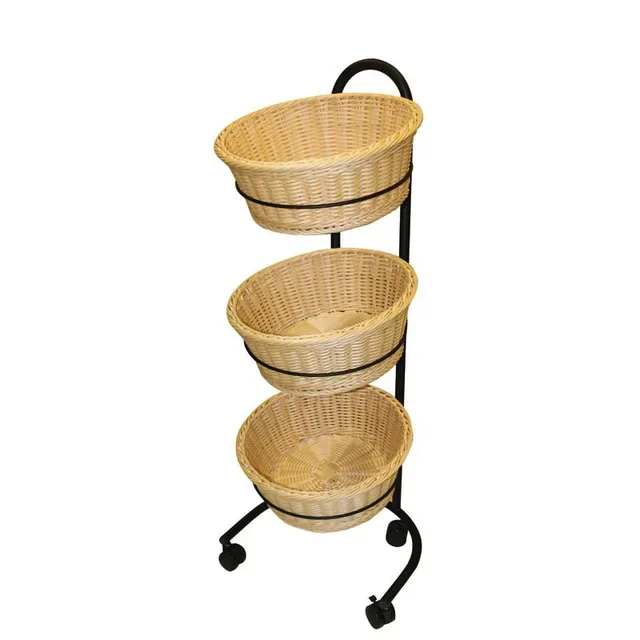 Espositore Ardèche Metallo Nero 3 Cestini Polipropilene Diametro 400 mm