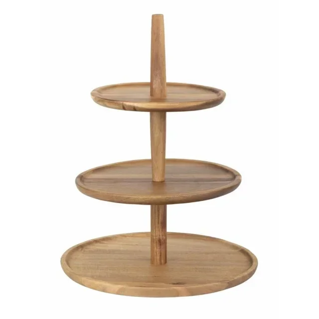Acacia Wood 3-Tier Stand - Diameter 305 mm, Height 395 mm