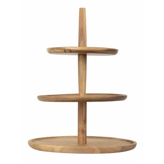 Acacia Wood 3-Tier Stand - Diameter 305 mm, Height 395 mm