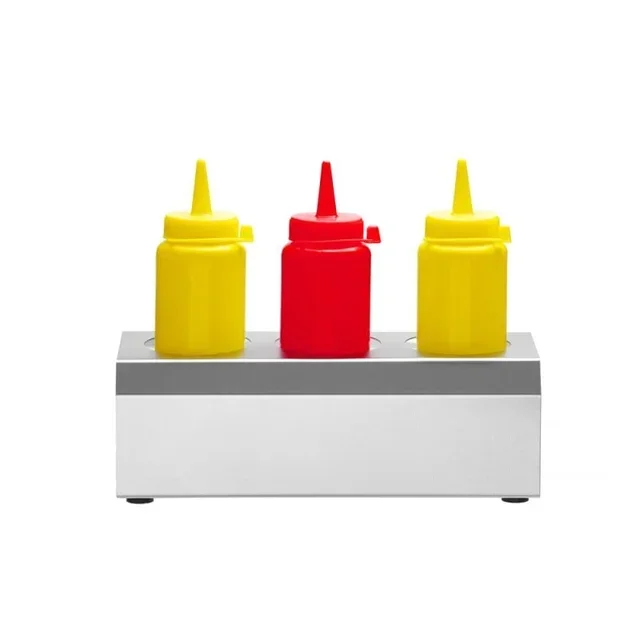 3-Bottle Sauce Dispenser - Condiment Display Stand 229x90 mm