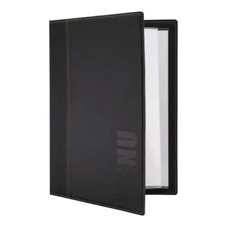 Modern A4 Menu Cover Black Color - Restaurant Menu Holder