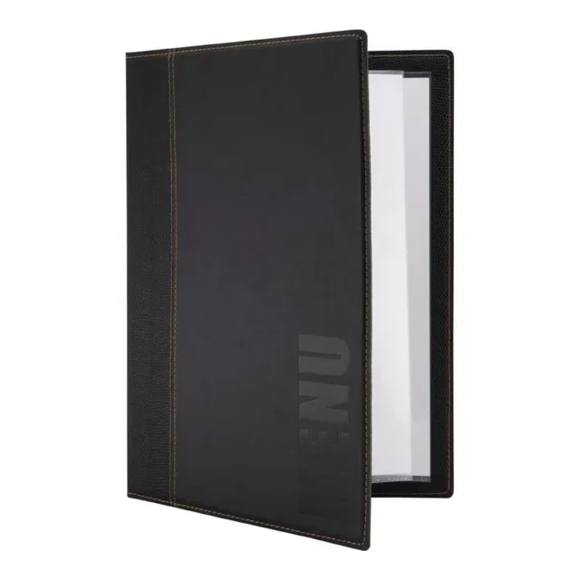 Modern A4 Menu Cover Black Color - Restaurant Menu Holder