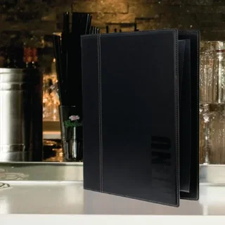 Modern A4 Menu Cover Black Color - Restaurant Menu Holder