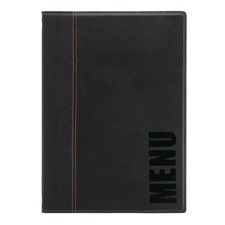 Modern A4 Menu Cover Black Color - Restaurant Menu Holder