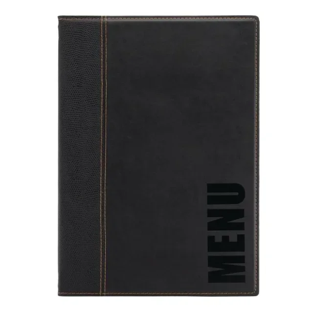 Modern A4 Menu Cover Black Color - Restaurant Menu Holder