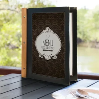 Capa de Menu A4 Madeira Preta