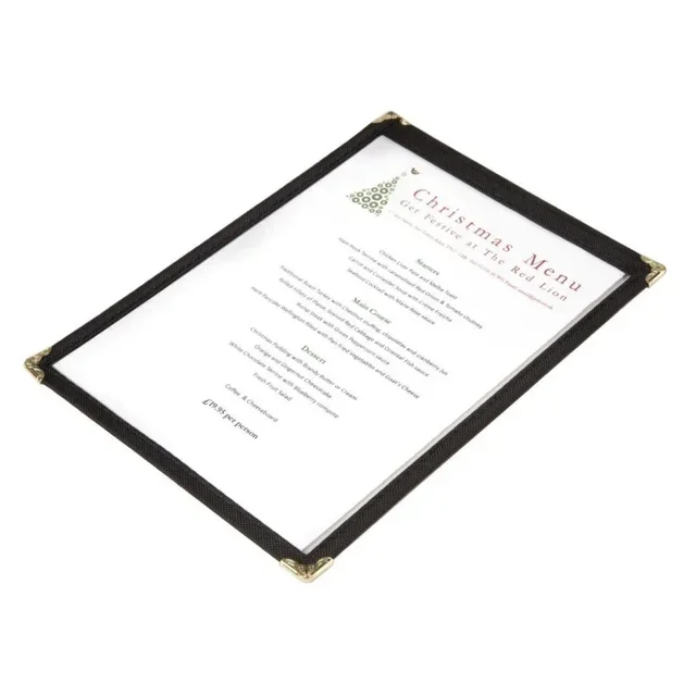 A5 Menu Cover Double View American Style Black