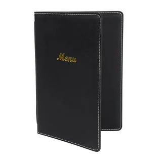 Menu Cover A5 Black Leather Effect