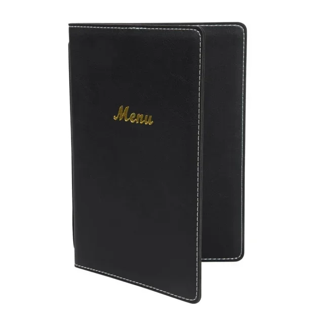 Menu Cover A5 Black Leather Effect