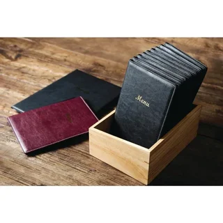 Menu Cover A5 Black Leather Effect