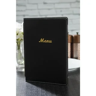 Menu Cover A5 Black Leather Effect