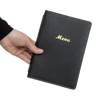Menu Cover A5 Black Leather Effect