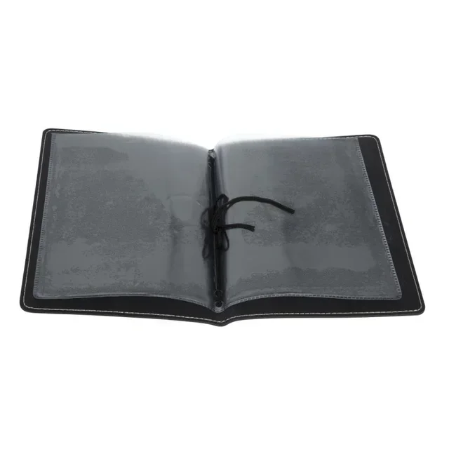 Menu Cover A5 Black Leather Effect