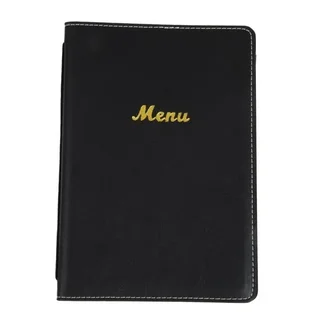 Menu Cover A5 Black Leather Effect